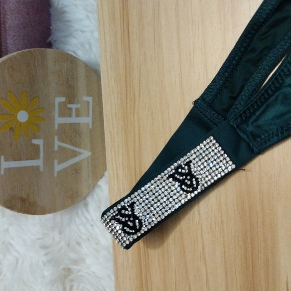 Victoria's Secret Dark Green Thong Panty with Embellished Straps Medium ๐ - Picture 4 of 8
